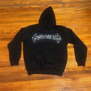 Unintended Black Hoodie Bat Logo Graphic Print Men’s Size Medium Black Hoodie